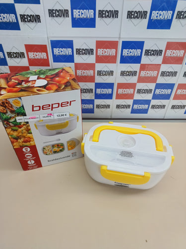 Calientaplatos Eléctrico Portátil,2 Recipientes Extraíbles, Cubiertos Incluidos, 220V, Amarillo BEPER 90.920G.